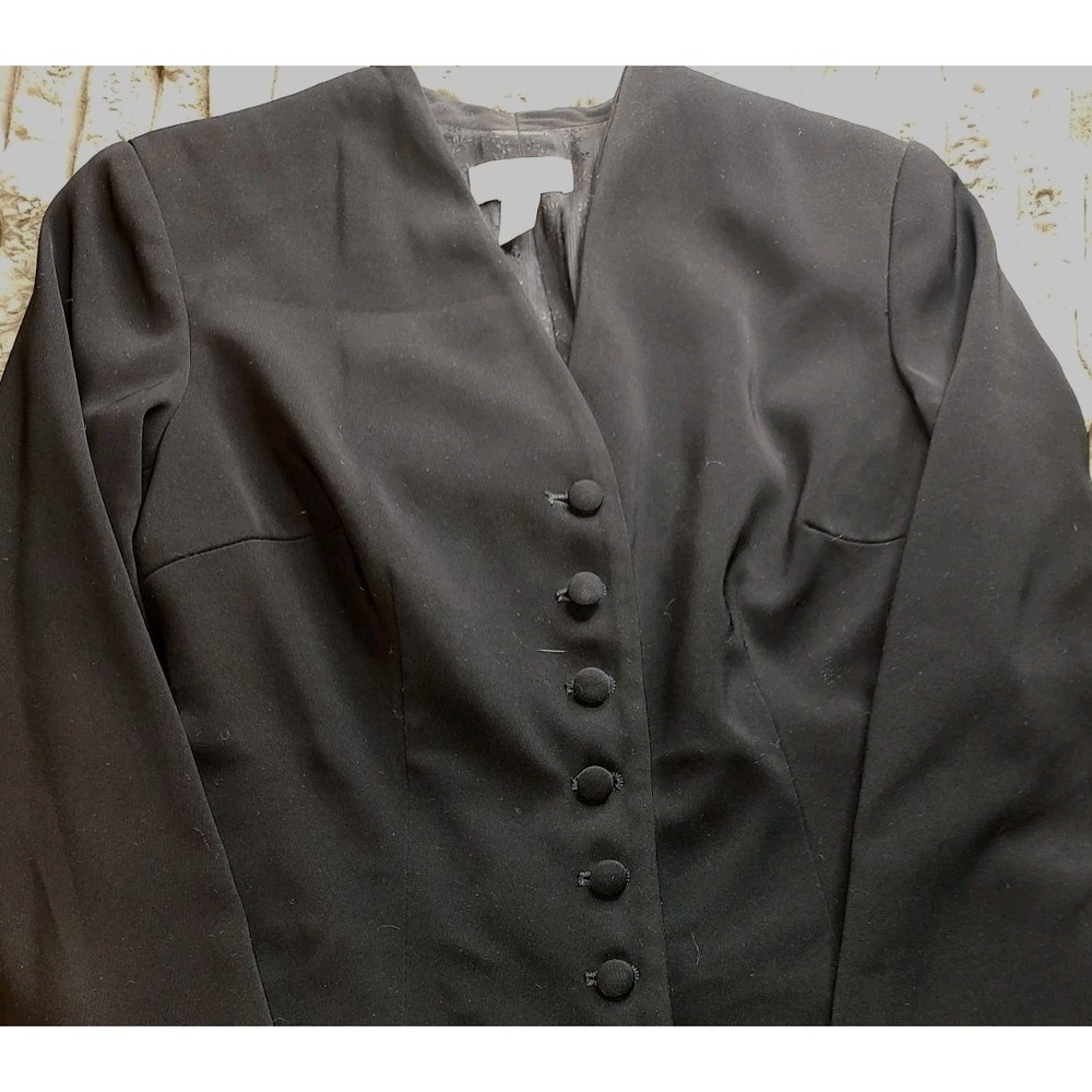 Talbots Dressy Blazer Suit Jacket Tailored Button Front Black Wool SIZE 6 USA